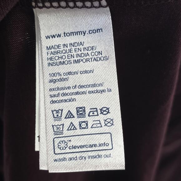 Tommy Hilfiger Shirt Mens 2XL Burgundy Regular Fit Stripe Logo Crewneck Tee - Picture 9 of 10